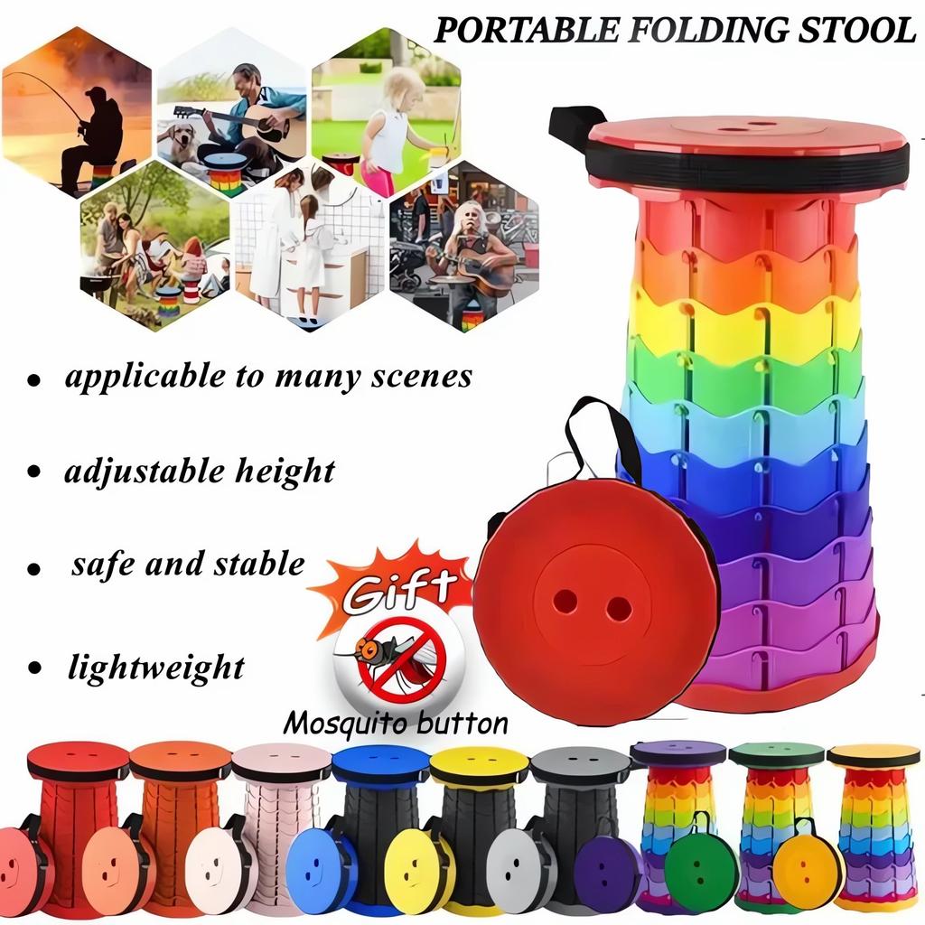 New Portable Round Folding Chair Accordion Chair Height Adjustment Simple Tool Elephant Swing Playground Queue Chair Gift