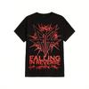 Хлопковая футболка Falling In Reverse с графическим принтом Черная с красным дерзким дизайном 100% хлопок Легкая летняя футболка Машинная стирка