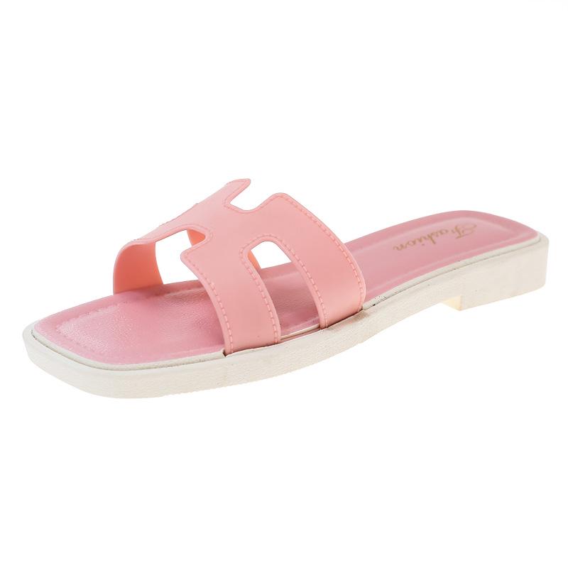 Летние шлепанцы в корейском стиле с квадратным носком для женщин и детей: Модные уличные пляжные сандалии