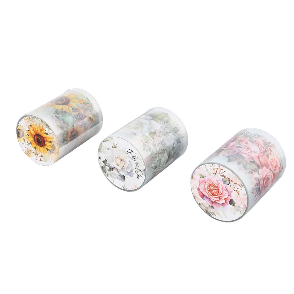 3 рулона ПЭТ-ленты васи, водостойкие, цветные, самодельные, для дизайна ногтей, принадлежности для скрапбукинга, цветы, растения, декоративные