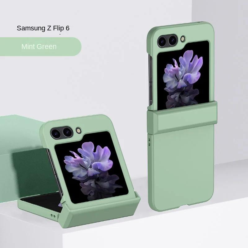 Чехол-ракушка с покрытием под кожу для Samsung Galaxy Z Flip 7 6 5 4 3 Flip6 Flip5 Flip4 Flip7 Защита шарнира Ударопрочный чехол