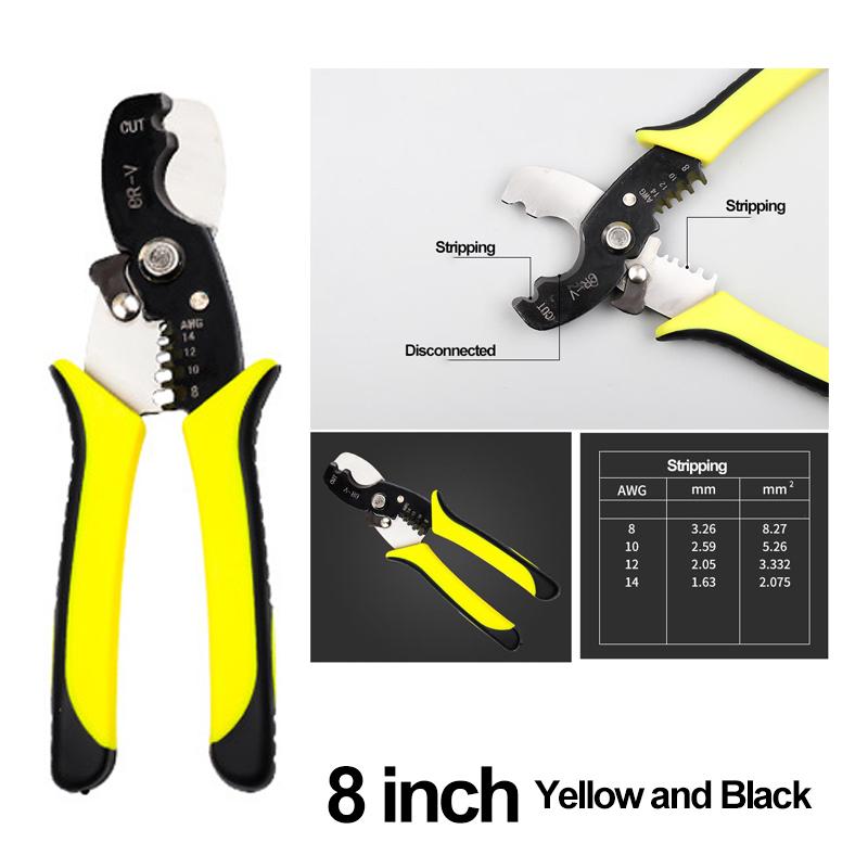 7inch 8 Inch Portable Multifunctional Household Cable Wire Stripper Pliers Crimper Cutter Tool 0.9-6mm2 Cable Cutter Garage Tool