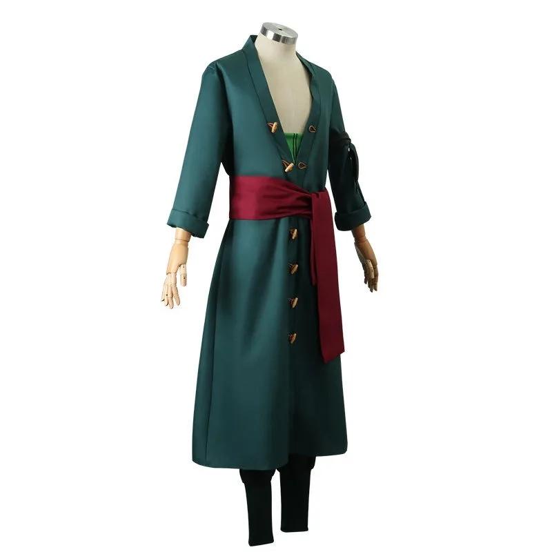 Roronoas Cosplay Costume Anime Kimono Robe Zoro Cloak Uniform Halloween Outfits With Earrings For Comic Con