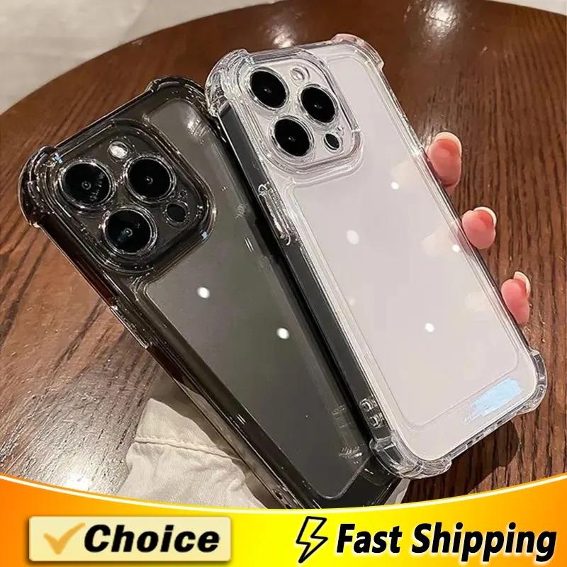 Роскошный ударопрочный прозрачный чехол для телефона для iPhone 16 15 14 13 12 11 Pro Max XR Plus Силиконовый бампер Прозрачная жесткая задняя крышка