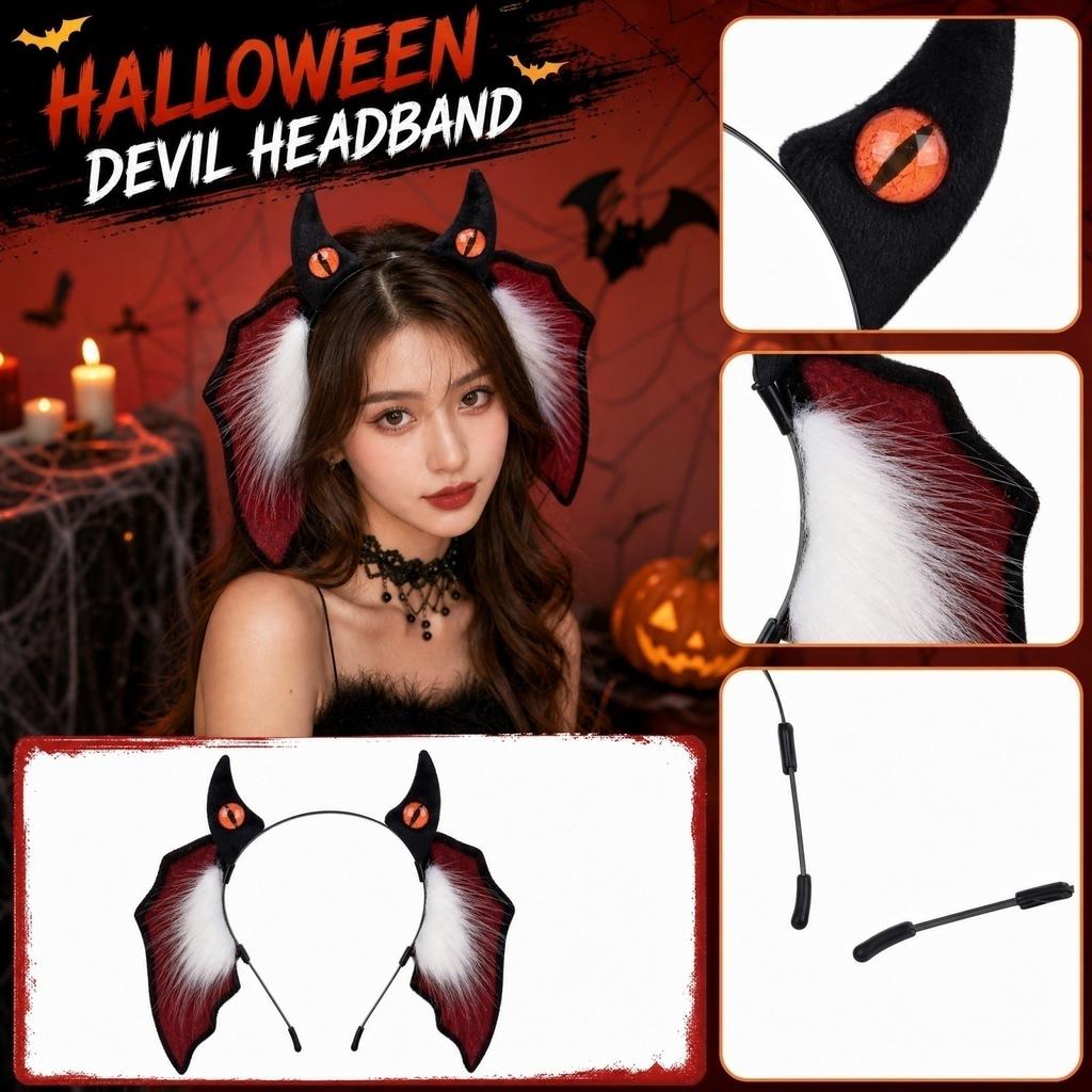 Halloween Ear Headband Dark Gothic Cosplay Hair Accessory for Costume Party