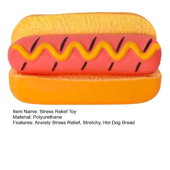 Relaxing Fidget Toy Hot Dog Bread Squeeze Toy, Realistic Food Stress Relief Slow Rebound Ball Sensory for Home Office Classroom Adults
