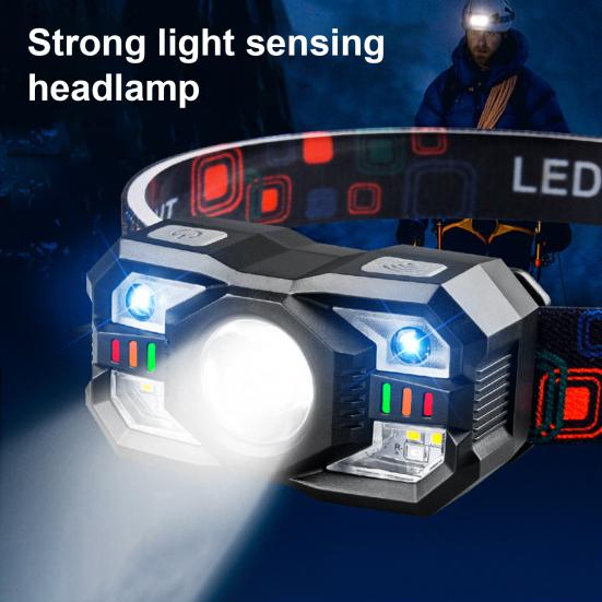 Светодиодный налобный фонарь с красным светом, супер яркий, высокий люмен, 5 режимов освещения, датчик движения, водонепроницаемый, перезаряжаемый светодиодный налобный фонарь