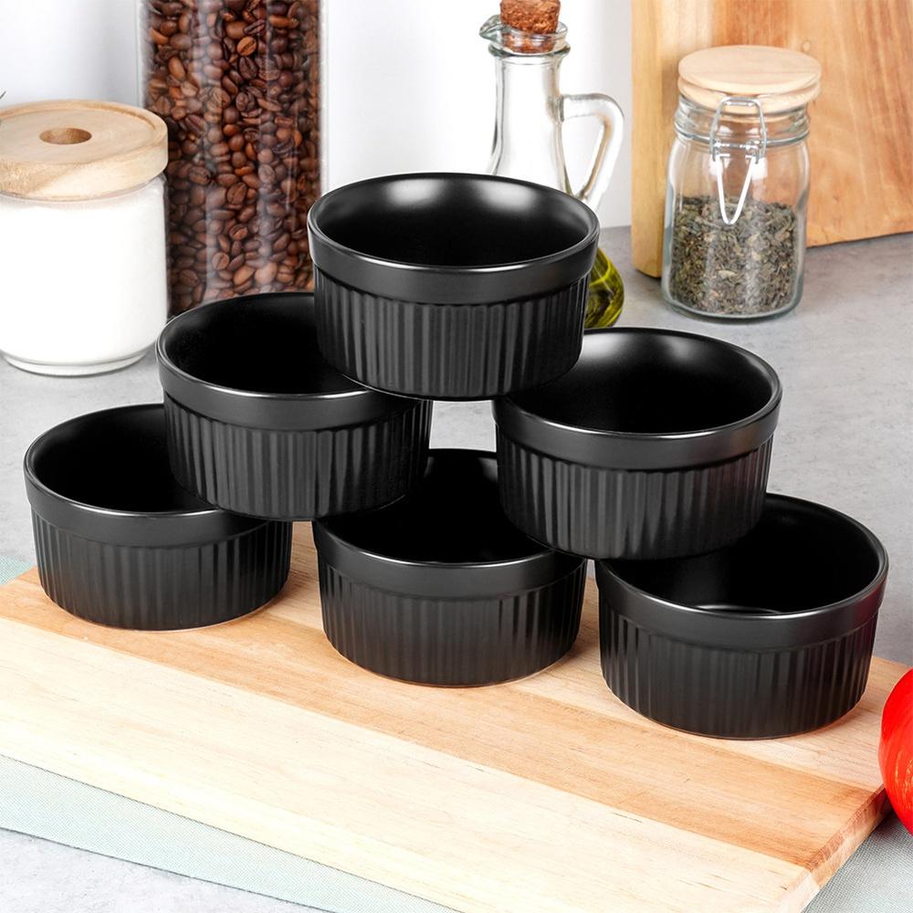 Ceramic Baking Bowls Black 260 Ml 12 Pcs.