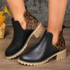 Мода Новые модные женские ботильоны без застежек для отдыха на открытом воздухе 2024 Высококачественные износостойкие женские ботинки с острым носком в леопардовом стиле