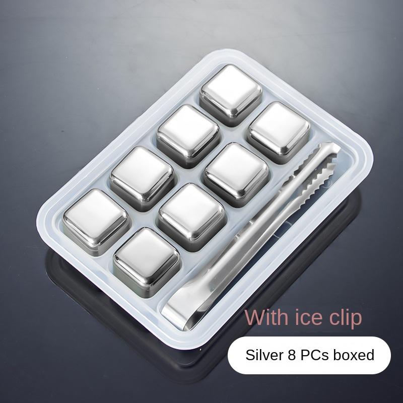 Набор из 8/12 кубиков льда из нержавеющей стали, многоразовые быстрозамораживающиеся кубики льда, кубики льда из камня для виски, волшебные кубики льда для водки, вина, пива
