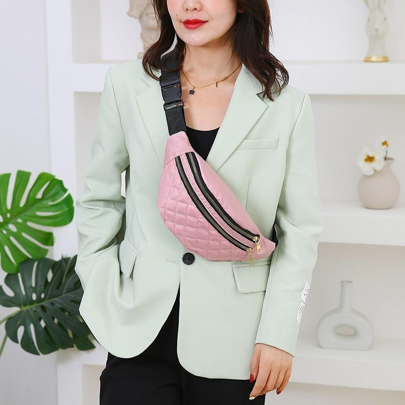 Waist Bag Women Men Waterproof Pocket Casual Chest Handbag Unisex Sports Travel Purse Plaid Waist Pack Belly Bags Case