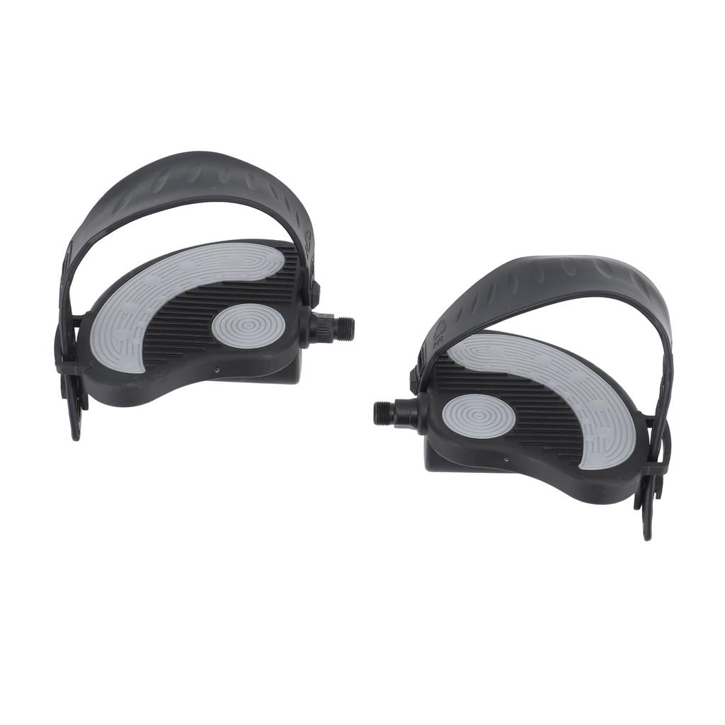 2PCS Exercise Bike Pedals with Straps PP PVC Stainless Steel Universal Adjustable Exercise Bike