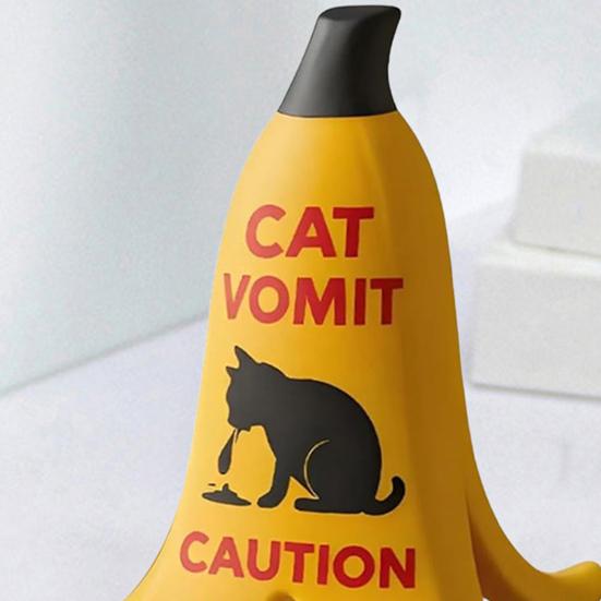 1/2/3Pcs Cat Vomit Caution Sign Banana Peel Cat Vomit Warning Sign Home Office Mini Table Sign Humorous Decoration Animal Lovers Gift