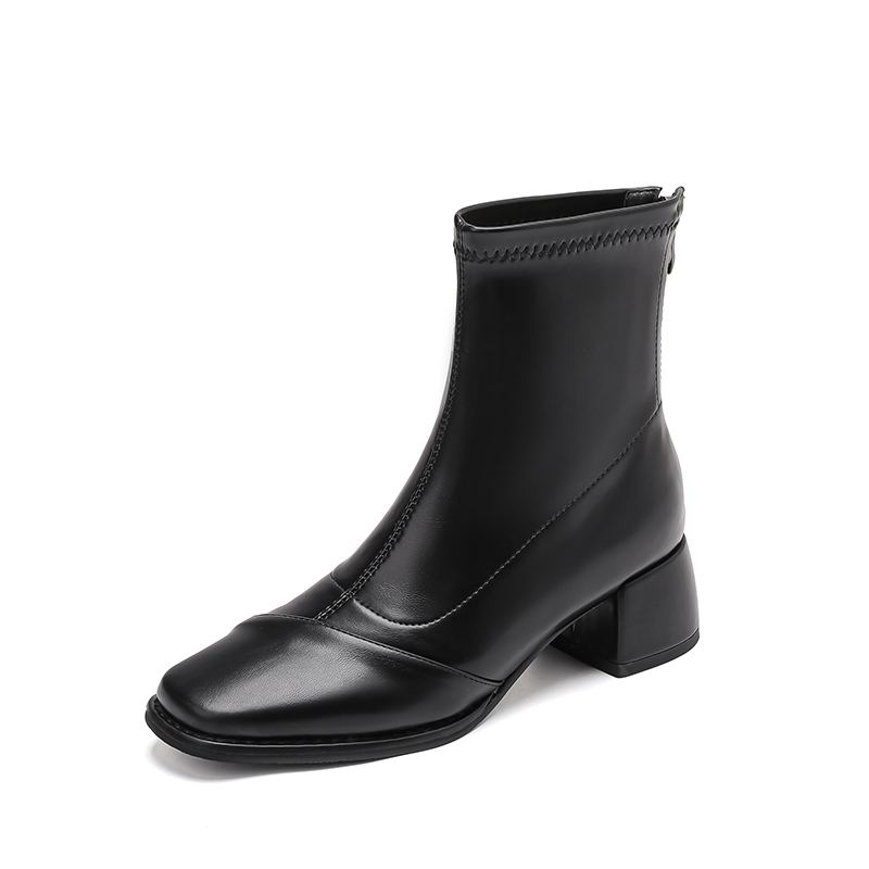 Krazing Pot Микрофибра Осенне-зимняя обувь Толстый средний каблук Размер 43 Ботинки челси Абрикосовые Ботильоны на молнии