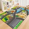Cartoon Running Track Carpet Parking Lot Road Game Rug Children's Room Dirt-Resistant And Easy-To-Clean Mat Home Decor