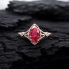 Marquise Red Ruby Ring, Delicate Yellow Gold Plated Ring, July Birthstone Jewelry, , CZ Diamond Wedding Ring