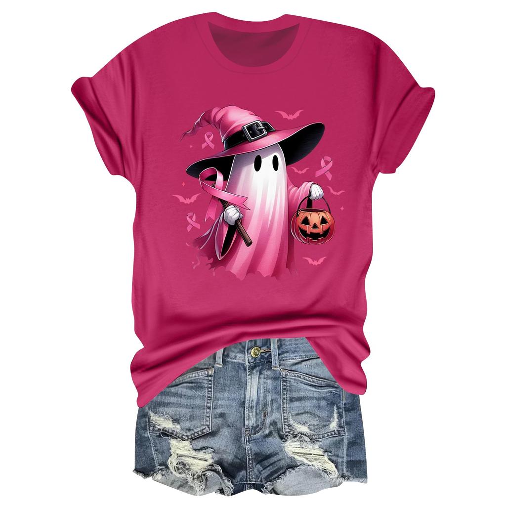 Женская повседневная футболка на Хэллоуин с принтом груди, пуловер с круглым вырезом, топ с короткими рукавами