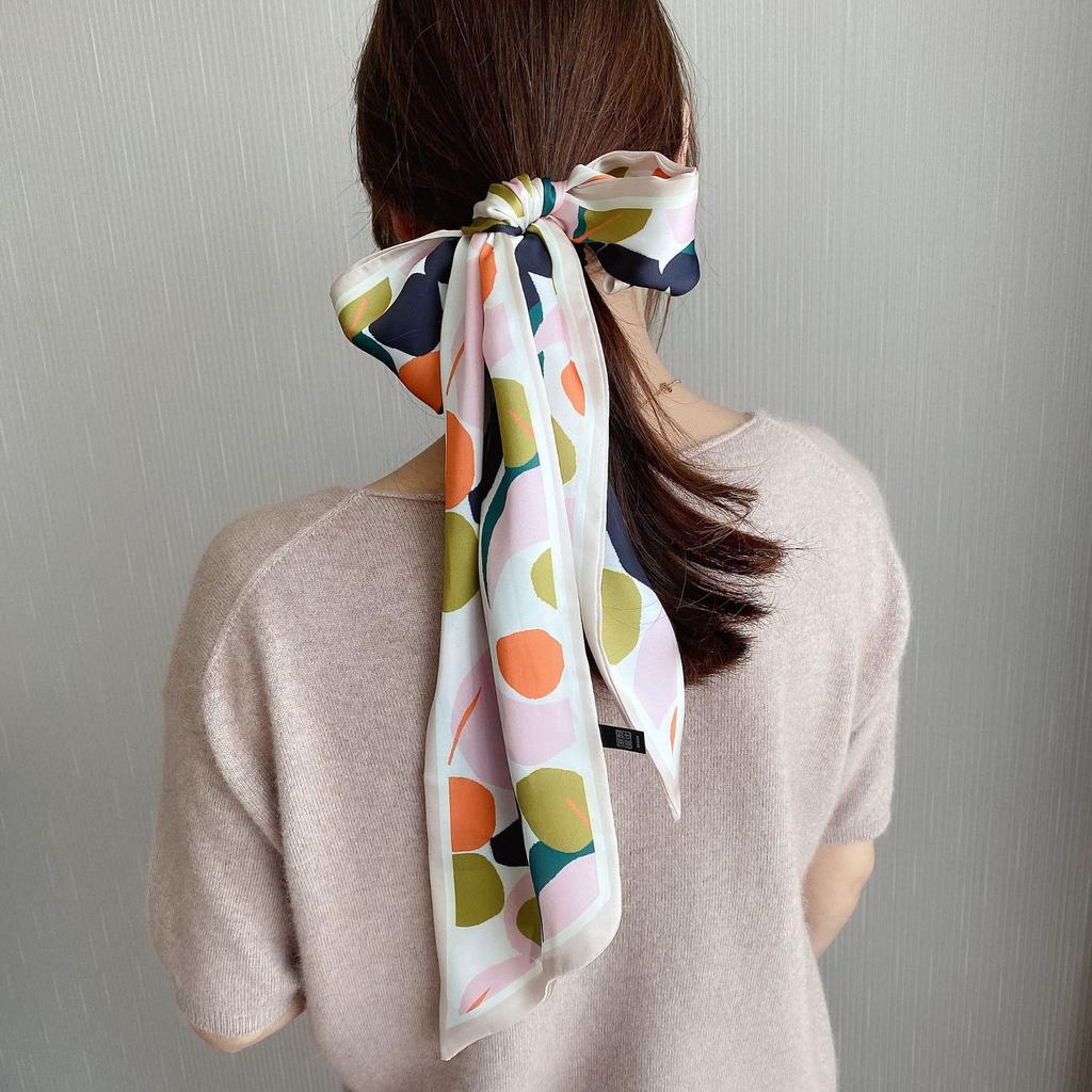 Весенне-летний атласный длинный шарф для женщин, солнцезащитная шаль, модный атласный длинный шарф для красоты, универсальный дорожный шарф