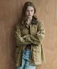 MAXZA Washed Cotton Leather Contrast Studded String Work Jacket