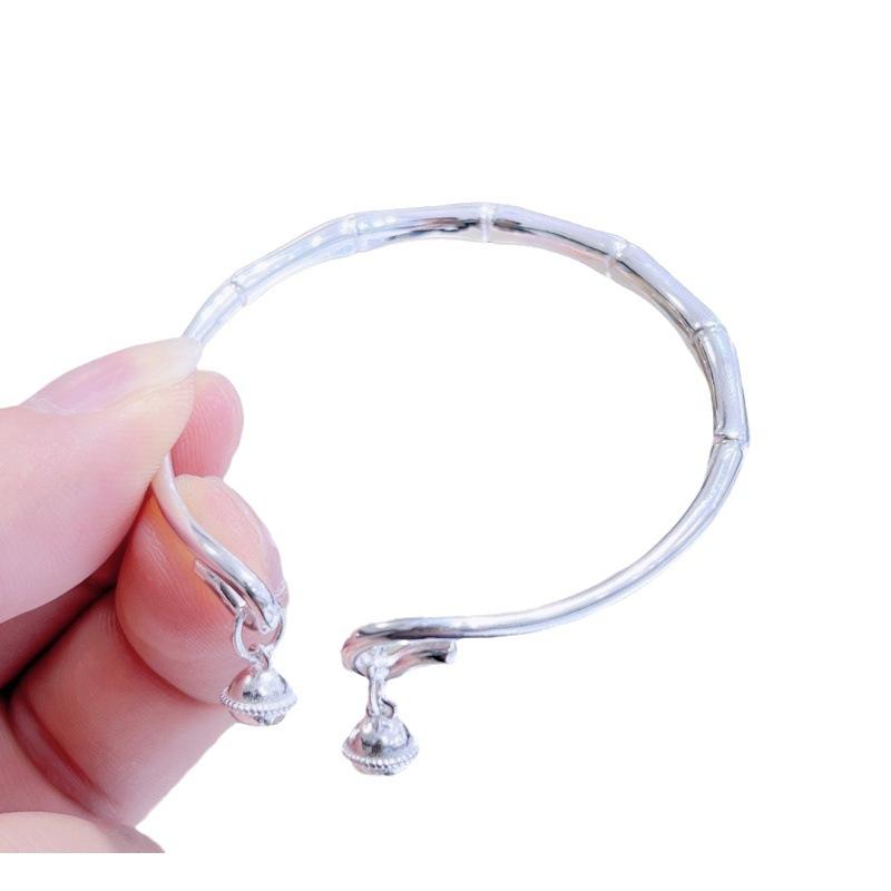 Zuyin 999.9 Bamboo Knot Bell Bracelet Women's Flower Youth Pure Silver Solid Bracelet Personalized Outlander Bracelet