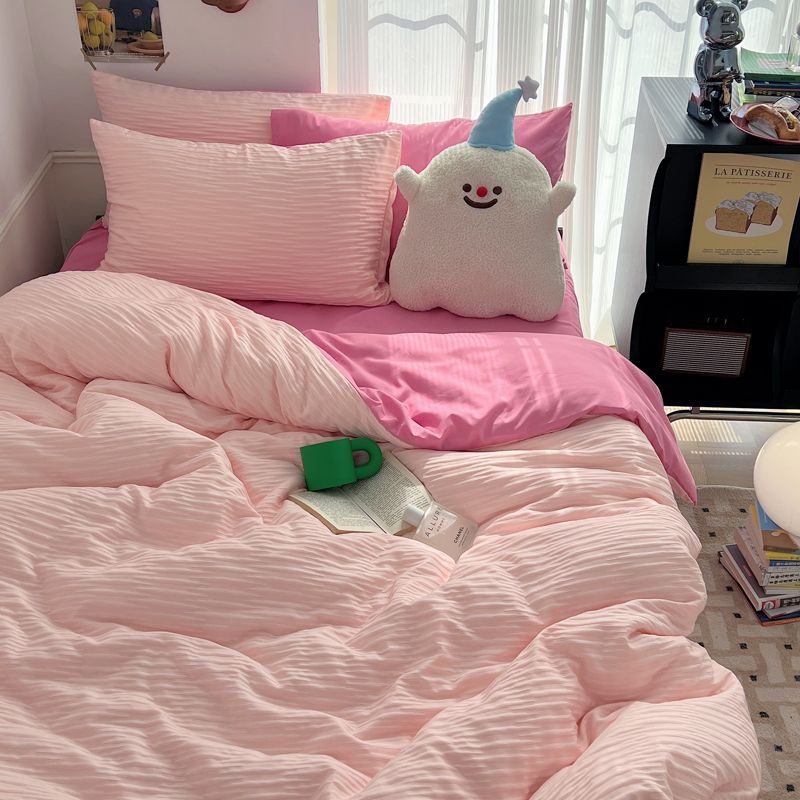 Комплекты постельного белья из хлопчатобумажного хлопка, однотонные пододеяльники из хлопка и микрофибры, плоские простыни, наволочки, мягкое постельное белье для девочек