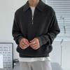 Men's Retro Korean Half-Zip Lapel Sweater - Loose Fit, Autumn/Winter Style Casual Trend