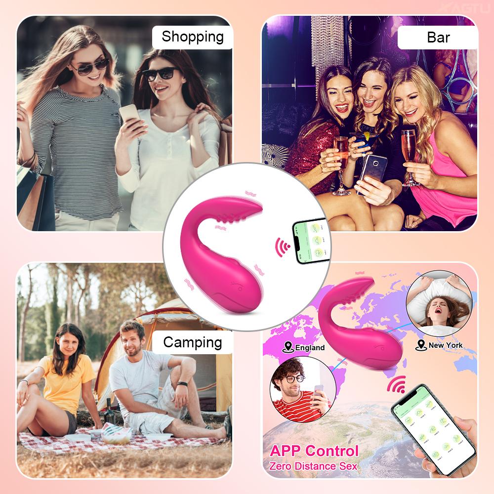 Приложение Bluetooth Control Вибратор для женщин Клитор G Spot Фаллоимитатор-массажер с 2 двигателями Вибрирующие трусики-яйца Секс-игрушки для взрослых