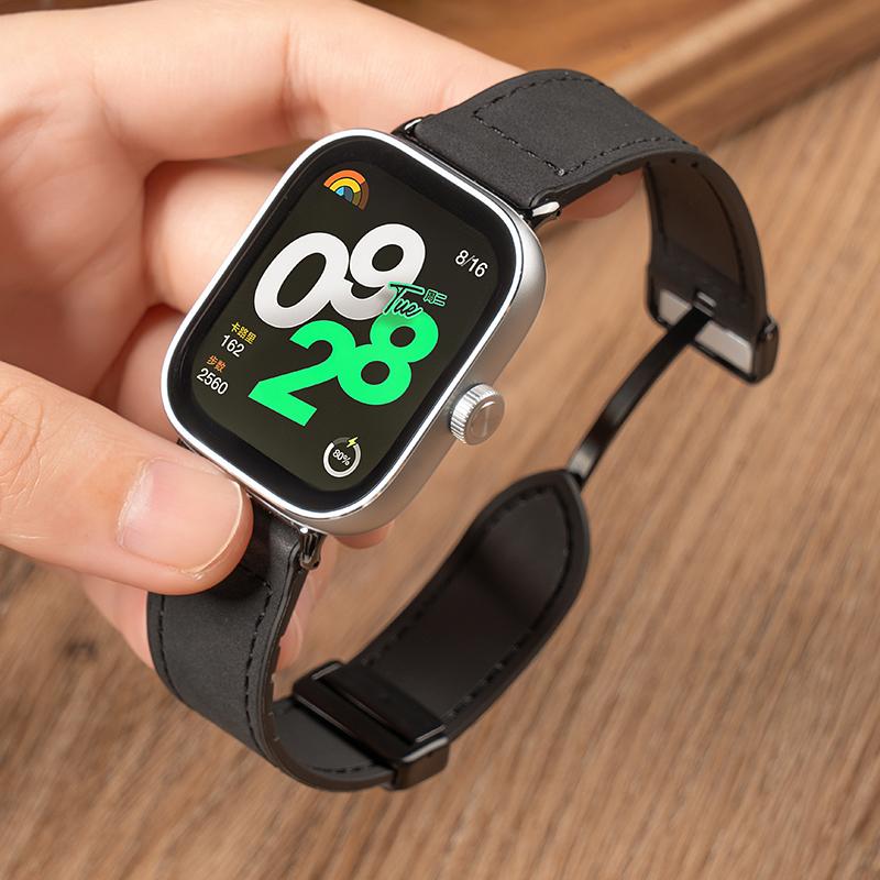 Silicone+Leather Strap For Redmi Watch 4 Magnetic Bracelet Loop Watchband Strap For Xiaomi Mi Band 8Pro Smartwatch Wristband