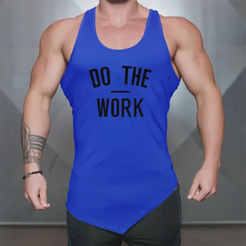 Men's Muscle Bodybuilding Fitness Vest - Round Neck, Irregular Hem, Pure Cotton