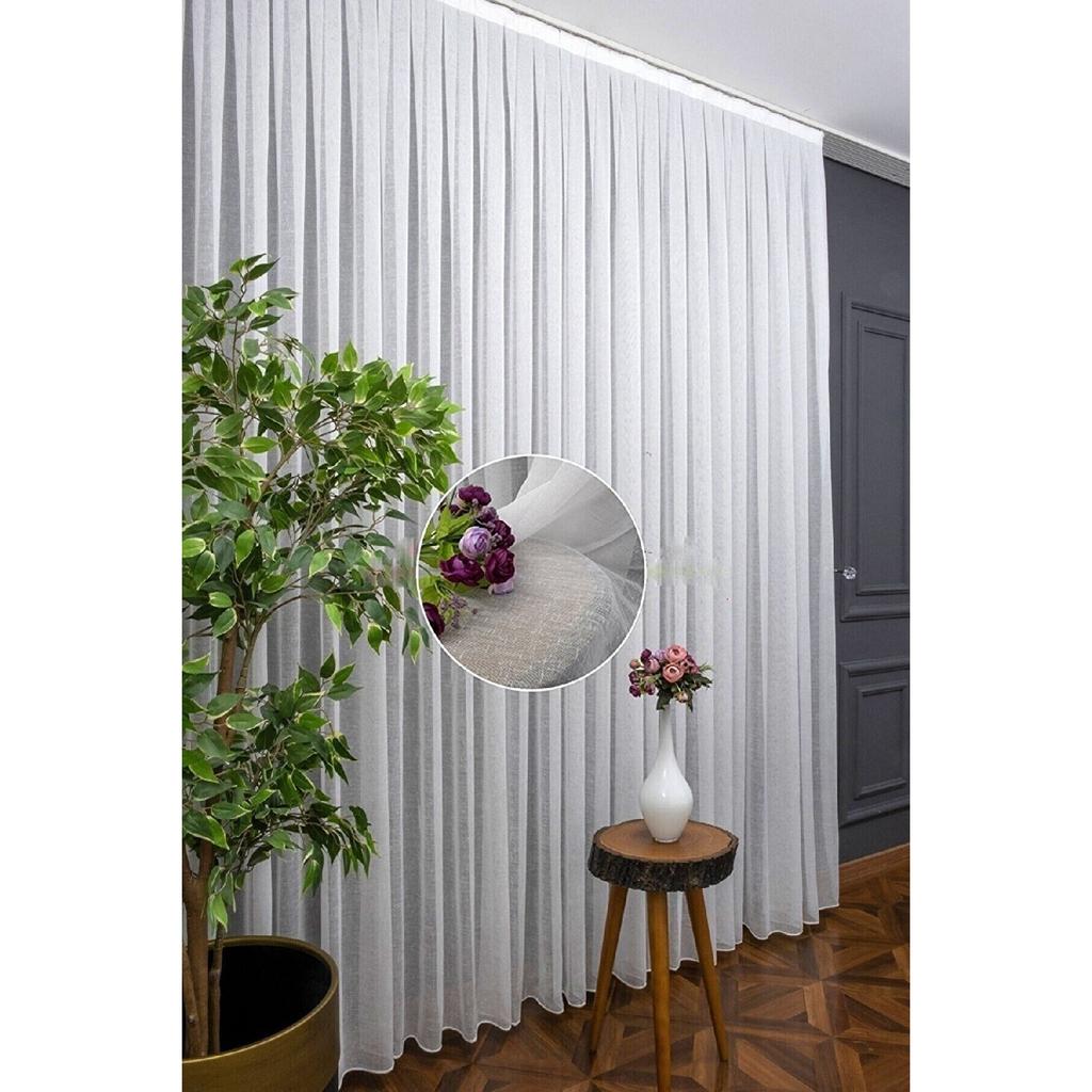 Занавес из натурального тюля Kenen | Сломанный белый | 1x3 частая стопка