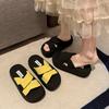 Summer new beach seaside wear woven slippers women's versatile thick bottom one-word sandals