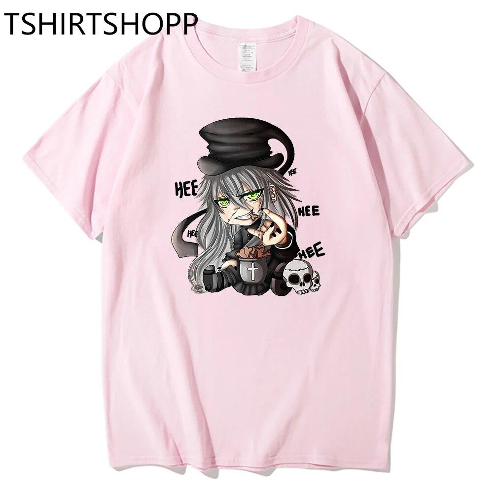 Аниме «Черный дворецкий», женская футболка в стиле Харадзюку, хлопковая футболка с короткими рукавами и принтом, уличная одежда с рисунком Гробовщика, футболки унисекс