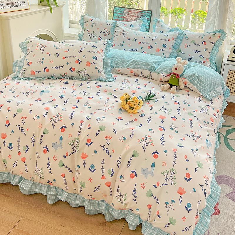 Комплект из четырех предметов, кружевное одеяло с пудрой, постельное белье, подзор для кровати, комплект из трех предметов с изображением принцессы и девочки