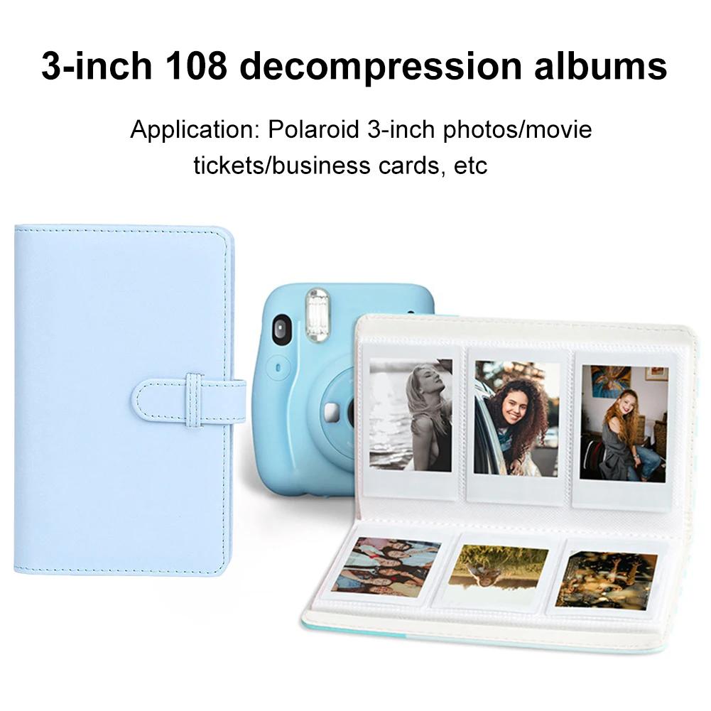 108 Sheets Portable 3 inch Photo Album for Fujifilm Instax Mini 12 for Collection Green Pink Ticket Card Collection Book