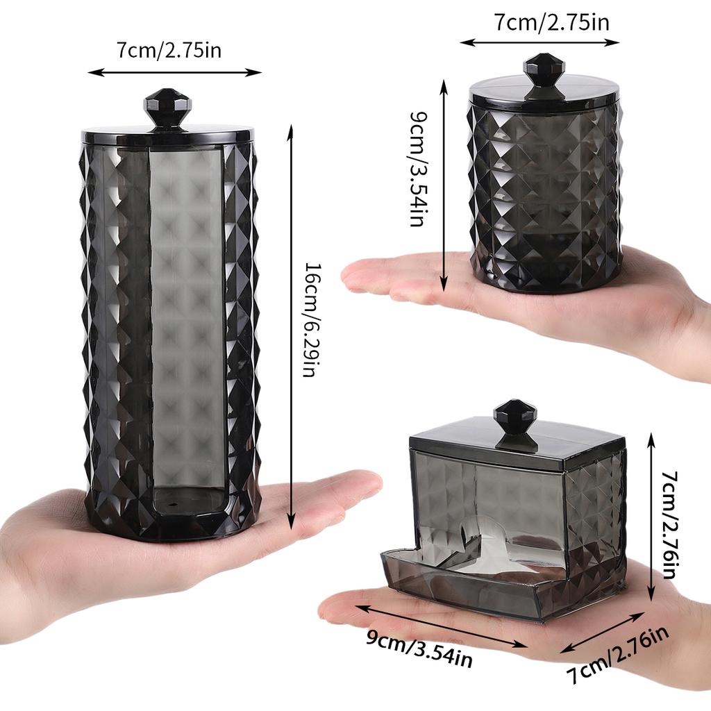 3 Подставки для ватных палочек, Диспенсер для ванной комнаты, Коробка для хранения ватных дисков, Ватные палочки, Прозрачная банка для хранения с крышкой, Организация дома