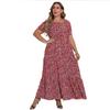 Summer Women's Dress Plus Size Short Sleeve Round Neck Bohemian Beach Dresses