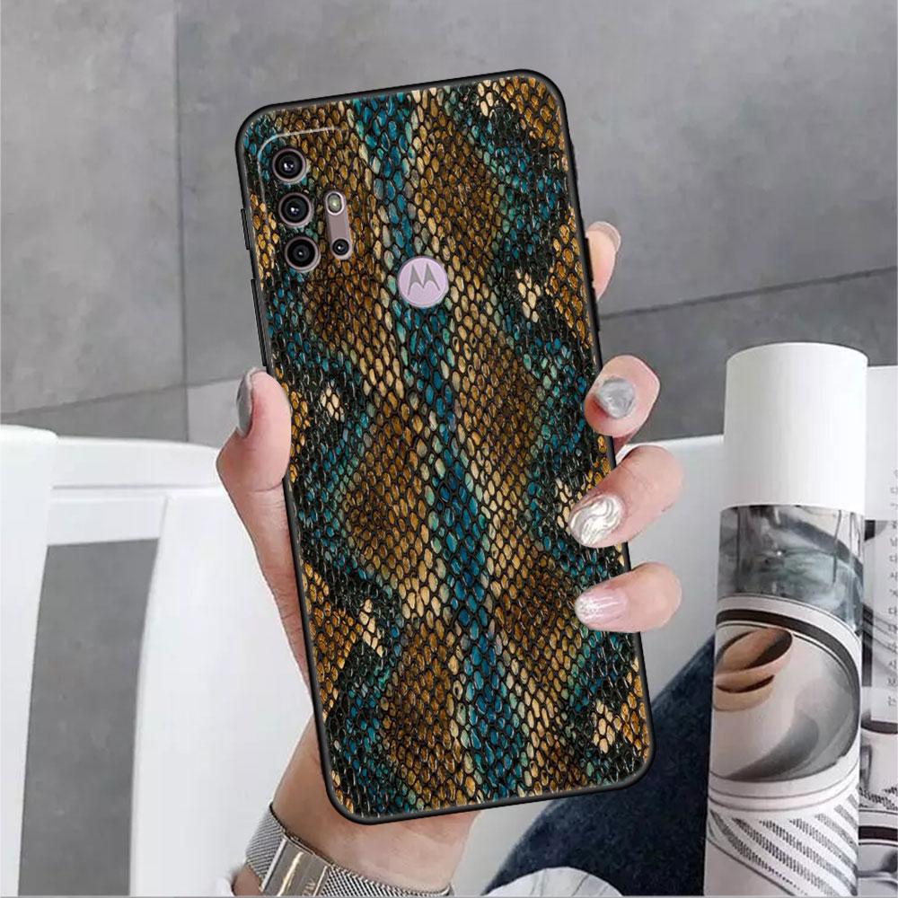Чехол со змеиным принтом для Motorola G30 G60 G22 G9 Play G82 G52 G8 G9 G50 One Fusion Edge 20, черные мягкие чехлы для телефона