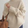 European Style High-Neck Knit Sweater: Autumn/Winter Loose Fit Pullover for Women