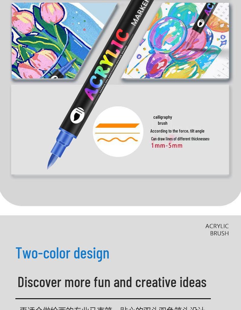 36-Color Dual-Tip Water-Based Acrylic Marker Set for DIY Graffiti