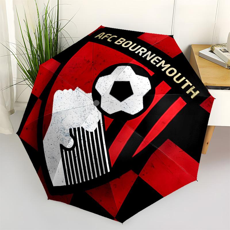 AFC Bournemouth, Football Crest Automatic Opening and Closing, 8 rib Structure Portable Umbrella, Suitable for Men and Women in All Seasons