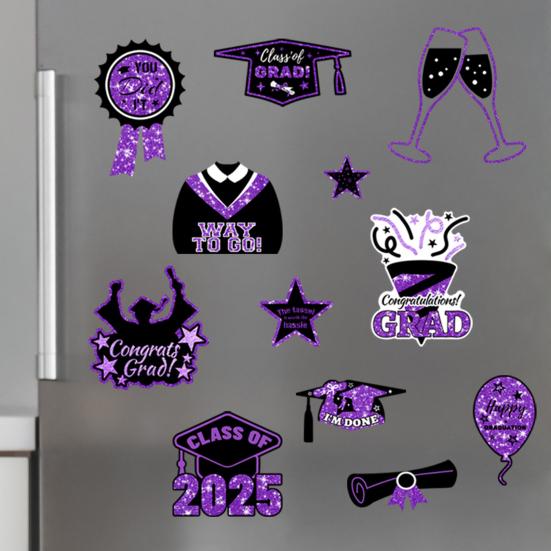2025 Graduation Car Magnets Congrats Grad Magnetic Stickers Set Graduation Party Decor Magnets for Cars Fridge Garage Mailbox