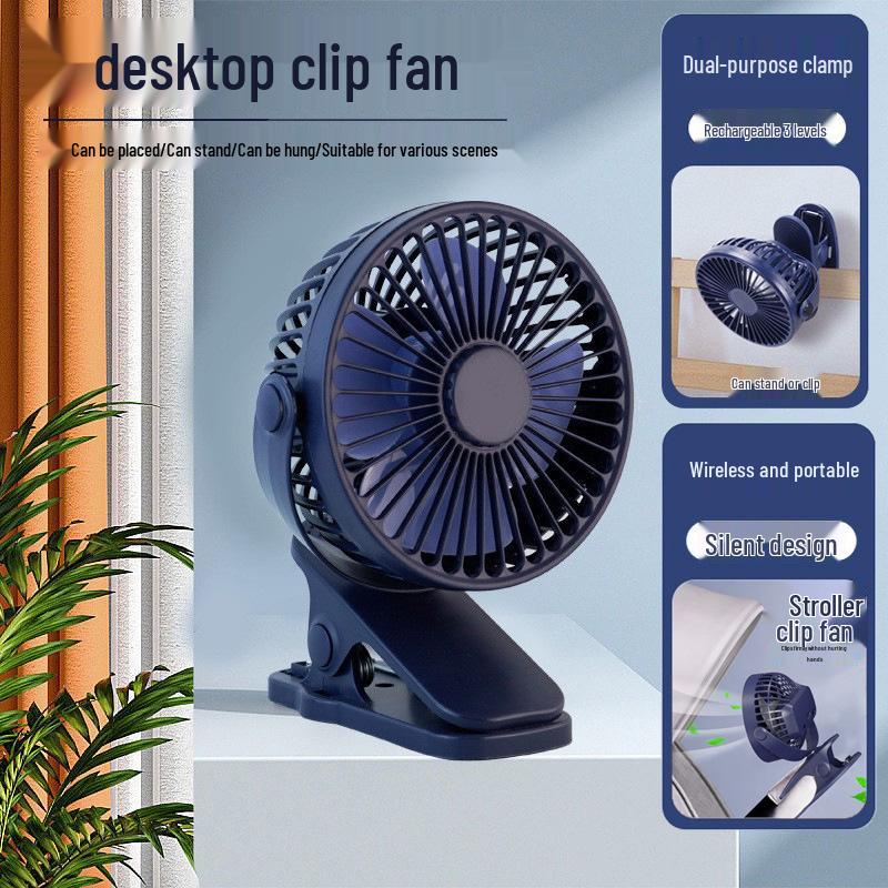 Ultra-Quiet USB Rechargeable 4-inch Clip Fan - Long Battery Life, Perfect for Desktop & Summer Use