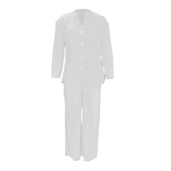 2Pcs/Set Women Shirt Pants Set Solid Color Long Sleeves Single-breasted V Neck Blouse Elastic Waist Loose Wide Leg Trousers Casual Commute Clothes