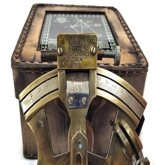 Латунный морской секстан 10,16 см с коричневым кожаным футляром, морская астролябия, корабельные инструменты, подарок на годовщину, столешница