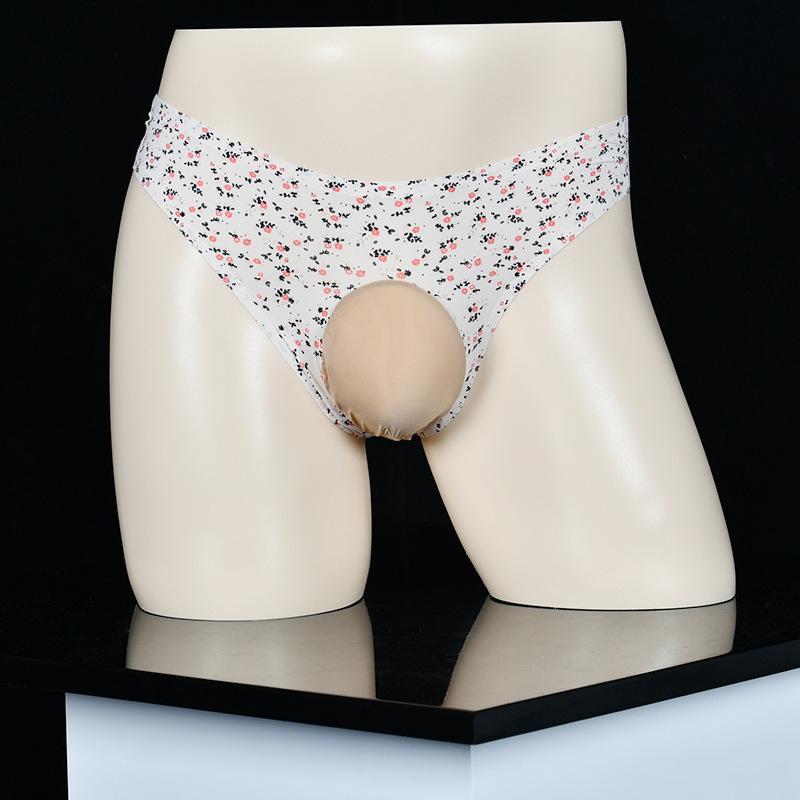 Мужские стринги Qinghe весна-лето с низкой талией, тонкие, дышащие и бесследные, из ледяного шелка, с принтом яиц, трусы с леопардовым принтом