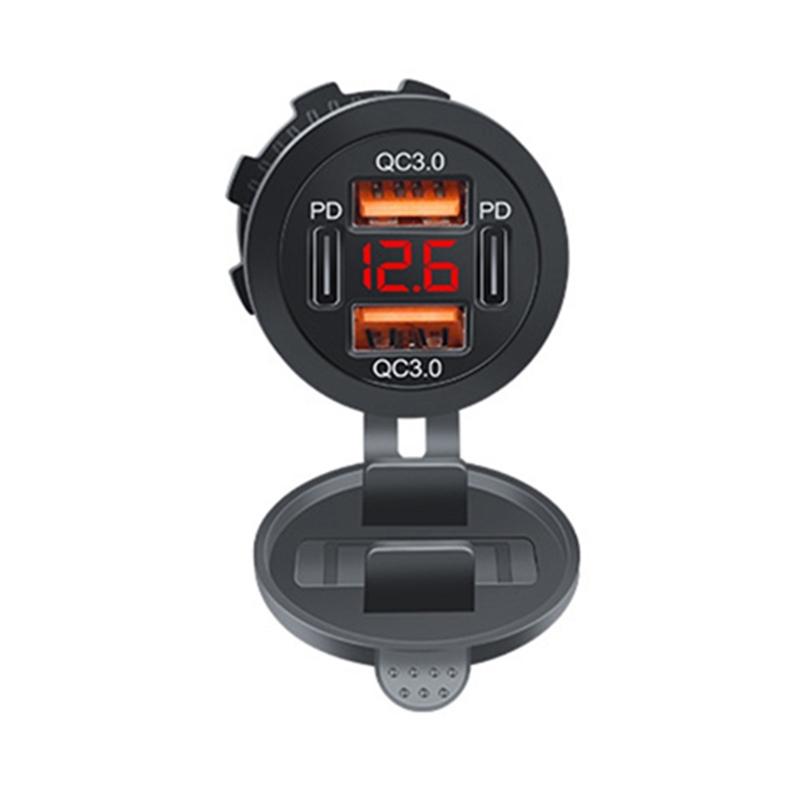 Розетка USB 12В-24В Автомобильная розетка USB для зарядки Двойная QC3.0+Двойная PD Type-C розетка USB-порт для лодок Морской грузовик