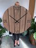 Large wooden wall clock Solid Oak brown 80cm