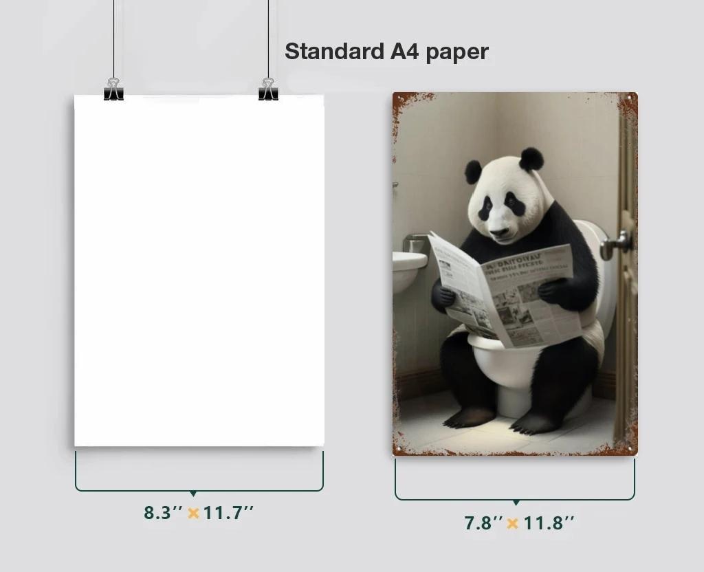 Забавная ванная комната, юмористический декор в виде животных, медведь, собака, тигр, сидящий на унитазе, читающий плакат, художественная металлическая жестяная вывеска, табличка для туалета, дома