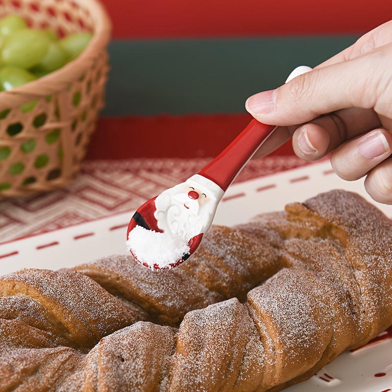 4 шт. керамических ложек Санта-Клауса, мерные ложки для выпечки с градуировкой для соли, сахара, приправ и супов, 3D рельефный дизайн