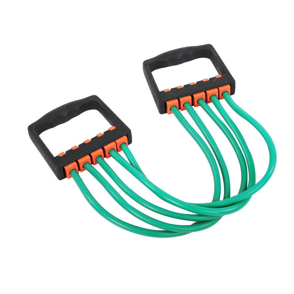 Пять резиновых эспандеров для груди с сильным сопротивлением для тренажерного зала, фитнеса, спортивных тренировок, зеленого цвета